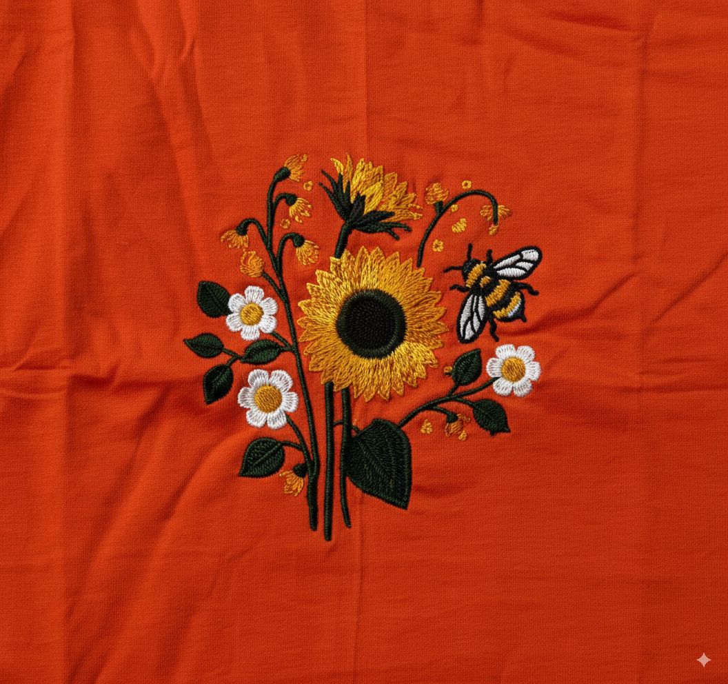 Women Orange Embroidered Oversized Fit T-Shirt
