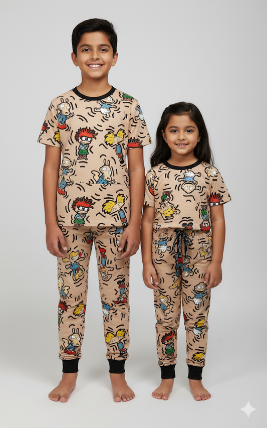 Cartoon T-shirt and Jogger Set